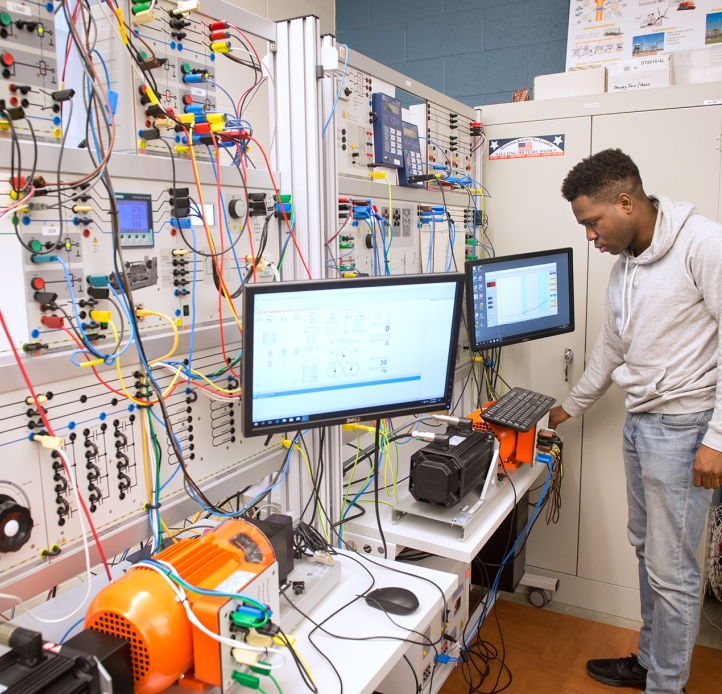 Student in the Smart Grid lab